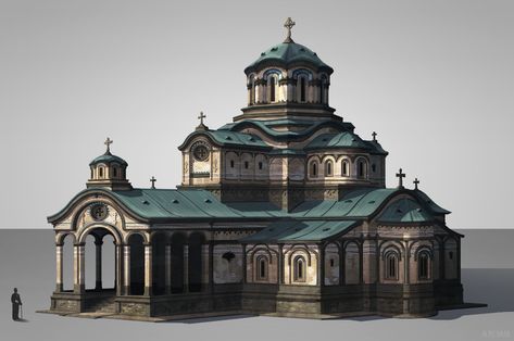 ArtStation - Byzantine monastery, joongho na Fantasy Cities, Architecture Blueprints, Byzantine Architecture, Building Aesthetic, Mansion Floor Plan, Victorian Buildings, Building Concept, Minecraft House Designs, 3d Architecture