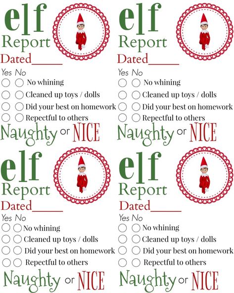 Elf On Shelf Notes, Elf Printables Free, Elf On Shelf Printables, Elf On The Shelf Printables, Elf Report Card, Elf Printables, Elf Notes, Elf Ideas Easy, Elf Shelf