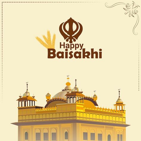 Happy Vaisakhi, Happy Baisakhi, Illustration Creative, Golden Temple, Psd Icon, Highlight Icons, Instagram Highlight Icons, Flat Design, Vector Photo