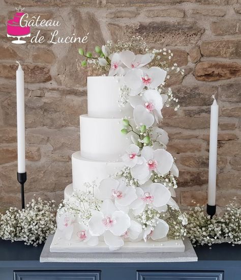 Orchid wedding cake  by Gâteau de Luciné - http://cakesdecor.com/cakes/318034-orchid-wedding-cake Orchid Wedding Theme, Orchid Wedding Cake, Orchid Cake, Wedding Cake Fresh Flowers, Wedding Anniversary Cakes, Big Wedding Cakes, Orchid Wedding, Amazing Wedding Cakes, White Wedding Cakes