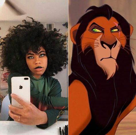 Scar Lion King Costume, Curly Hair Costumes Halloween, Curly Hair Halloween Costume Ideas, Scar Halloween Costume, Scar Costume, Scar Cosplay, Cartoon Halloween Costumes, Character Day, Halloween Fits