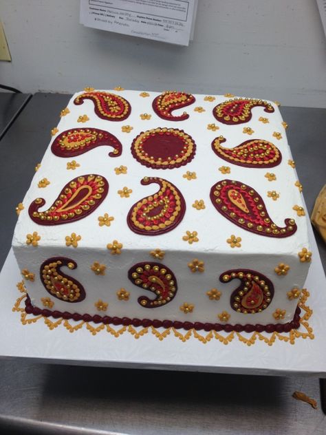 Diwali Cake, Paisley Cake, Indian Paisley, Pattern Cake, Patterned Cake, 40th Birthday Decorations, Sky Tree, Special Cake, Cake Decor