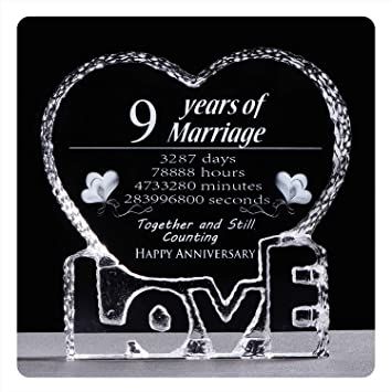 YWHL 9 Year 9th Wedding Anniversary Crystal Sculpture Keepsake Gifts for Her Wife Girlfriend Him Husband (9 Year) 40th Wedding Anniversary Gifts, 5th Wedding Anniversary Gift, 9th Wedding Anniversary, 3rd Wedding Anniversary, Marriage Day, 6th Wedding Anniversary, Anniversary Gifts For Her, Wedding Anniversary Presents, Wedding Anniversary Wishes