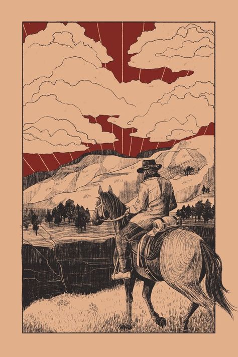 Red Dead Redemption Art, Read Dead, Western Artwork, Red Dead Redemption Ii, Red Redemption 2, Cowboy Art, Red Dead, Red Dead Redemption, Western Art