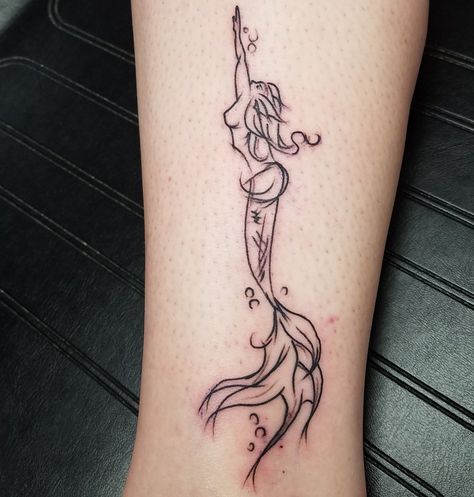 Small Tattoos Mermaid, Mermaid Simple Tattoo, Single Line Mermaid Tattoo, Abstract Mermaid Tattoo, Mermaid Tattoo Ideas, Minimal Mermaid Tattoo Simple, Simplistic Mermaid Tattoo, Mermaid Tattoo Ideas For Women, Small Mermaid Tattoo