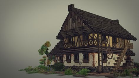 Medieval Fantasy House, Medieval House Minecraft, Pixel Painter, 3d Art Projects, Peles Castle, Medieval House, Bangunan Minecraft, Comic Book Layout, Minecraft Castle