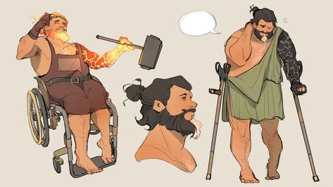 Hephaestus Drawing, Hephaestus Art, Modern Gods, Greek Mythology Characters, Godly Character, Dnd Stuff, Greek Mythology Art, Mythology Art, D&d Dungeons And Dragons