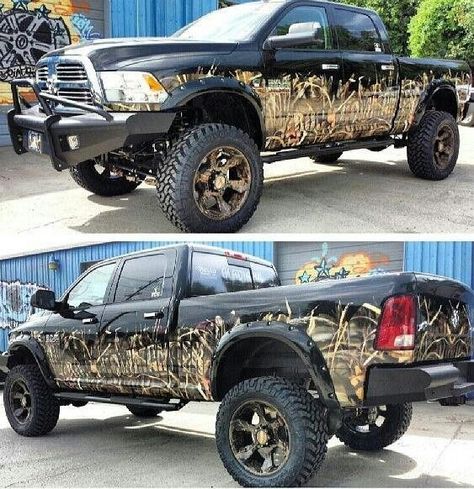 black camo Dodge Ram Camo Truck Accessories, Camo Truck, Rolling Coal, Ford F250 Super Duty, Future Trucks, Ram Truck, Dodge Cummins, Lifted Truck, Truck Yeah