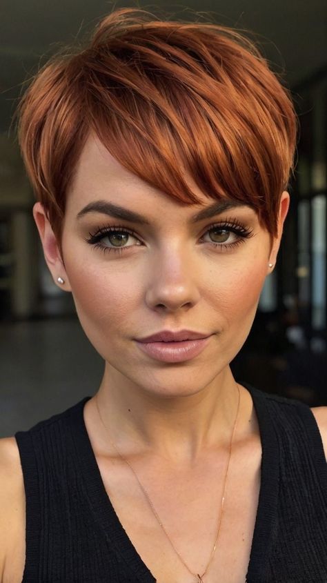 Auburn And Blonde Hair 🌼 Fall Highlights For Brown Hair Caramel, Auburn And Blonde Highlights, Auburn Pixie Haircut, Hair Color Red And Blonde, Auburn And Blonde Hair, Striking Hair Color, Dimensional Copper Hair, Auburn Blonde Hair, Striking Hair