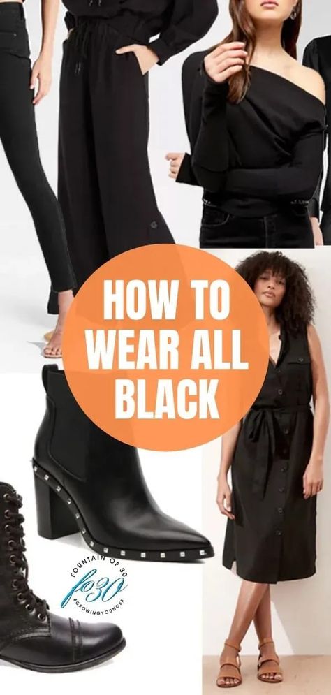 Costumes and “witchy” fashions are front and center. Wearing black is a given for the season, but it doesn’t have to be just for Halloween. It’s classic and chic and will always be in style. And for those over 40, it’s a no-brainer to looking polished. Here's how to wear black and all black outfits. #fashion #over40 #black #fallfashion #style Outfit Ideas For School Black, Fashion Ideas 2023, Edgy Outfits For Women, All Black Outfits For Women, Black Fall Outfits, All Black Outfits, Outfit Ideas For School, Black Ants, Style Inspiration Edgy