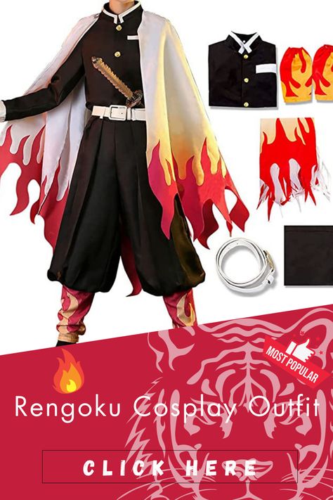 The Rengoku Kyoujurou Cosplay outfit is a must-have for "Demon Slayer" fans. With impeccable attention to detail and a comfortable fit, this costume allows you to embody the valor of the Flame Hashira. Crafted from high-quality materials, it captures the essence of Rengoku Kyoujurou's iconic look. Whether for cosplay events or fan gatherings, this outfit is a five-star tribute to the character's bravery and heroism. Demon Slayer Diy Costume, Hashira Outfit Ideas, Hashira Outfit, Hashira Uniform, Rengoku Cosplay, Flame Hashira, Uniform Costume, Rengoku Kyoujurou, Anime Cosplay Makeup