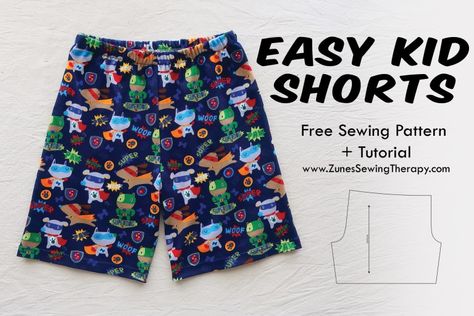 Kids Shorts with Free Sewing Pattern & Tutorial – Zune's Sewing Therapy Kids Pajama Shorts Pattern Free, Toddler Shorts Pattern Free Boy, Free Boys Sewing Patterns, Kids Shorts Pattern Free, Shorts Free Pattern, Toddler Shorts Pattern, Sewing For Boys, Boy Shorts Pattern, Shorts Pattern Sewing