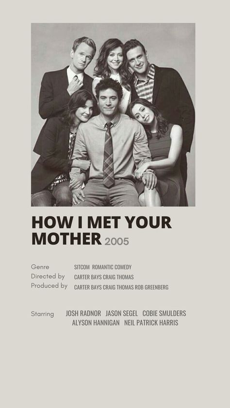 Poster how i met your mother minimalist Mother Poster, How Met Your Mother, Rap Music Quotes, Jason Segel, Polaroid Poster, Minimalist Movie Poster, Movie Poster Wall, Alyson Hannigan, Poster Minimalist