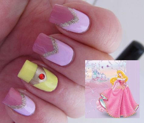 Disney Princess Nail Art, Princess Nail Art, Disney Princess Challenge, Disney Princess Nails, Disney Nail Designs, Disney Inspired Nails, Nail Art For Kids, Aurora Nails, Beauty Nails Design