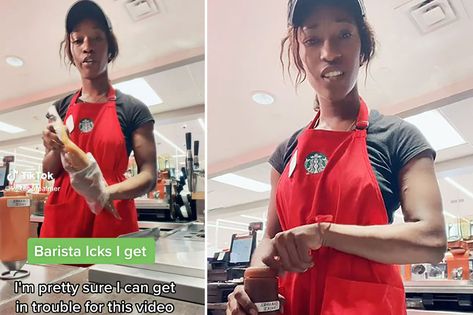 Keicha Halsell — a k a Keke Not Palmer on TikTok — is blowing the plastic lid off of the … Read More » Starbucks Barista Memes, Starbucks Employee Outfit Ideas, Starbucks Employee Outfit, Starbucks Outfit Barista, Starbucks Barista Outfit, Starbucks Outfit, Barista Outfits, Caffeine Drinks, Starbucks Barista