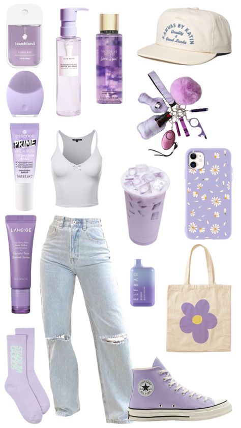 Purple Converse Outfit Ideas, Purple Back To School Outfits, Lilac And White Outfit, Lilac Converse Outfit, Cute Outfits For 6th Graders, Purple Converse Outfit, Lilac Converse, Lilac Aesthetic, Lavender Shoes