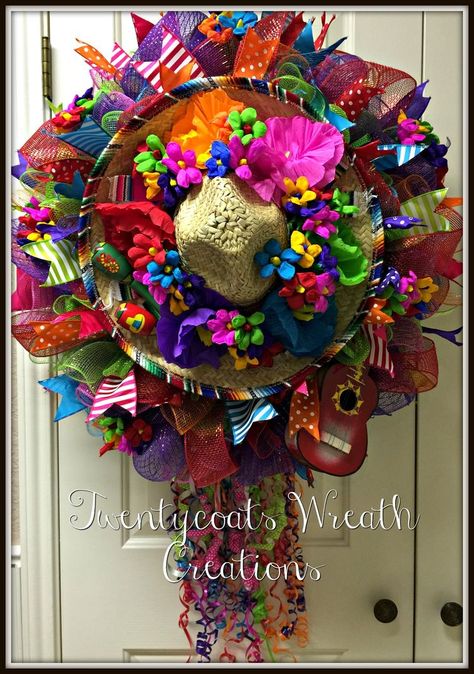 San Antonio Christmas, Charro Days, Fiesta Wreath, Diy Deco Mesh Wreath, Mexican Party Decorations, Colorful Wreath, Mexican Party Theme, Mexican Christmas, Fiesta Decorations