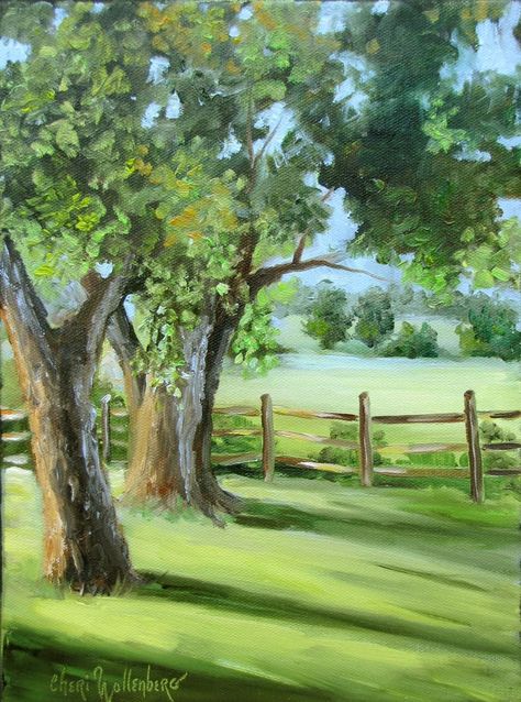 Country Yard, Small Wall Decor, Small Landscape, Contemporary Realism, Soyut Sanat Tabloları, 수채화 그림, Watercolor Trees, Nature Art Painting, Small Wall