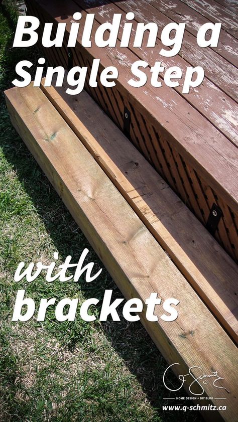 This was probably the quickest and easiest summer DIY project so far! Building a single step with brackets adds safety to your deck experience. For those thinking of adding a deck step, I hope my tips help you avoid some mistakes! Deck Step, Deck Building Plans, Easy Deck, Outdoor Living Deck, Laying Decking, Deck Steps, Summer Diy Projects, Decking Area, Deck Construction