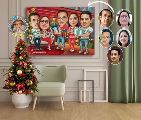 Christmas Family Caricature Digiportrait Family Of 4, Christmas Family, Family Christmas, Christmas, Quick Saves