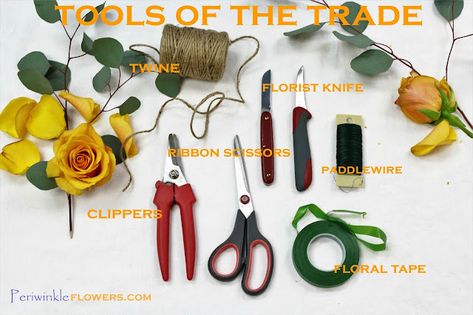 Become A Florist, Florist Tools, Periwinkle Flowers, Basic Essentials, Flower Arrangement Designs, Flower Guide, Interesting Conversation, Floral Tape, Shop Tools