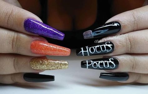 Hocus Pocus Nails, Bling Nail Art, The Sanderson Sisters, Holloween Nails, Sanderson Sisters Hocus Pocus, Nails Inspired, With Nails, Fall Acrylic Nails, Sanderson Sisters