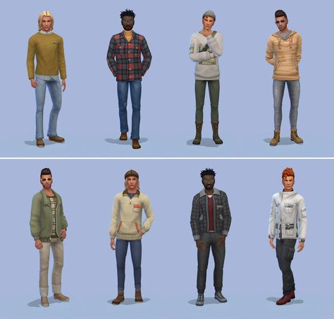 Sims 4 Base Game Outfits Ideas Men, Sims Characters Ideas No Cc, Sims 4 Characters No Cc, Blob Character, Sims No Cc, Sims 4 Base Game Outfits Ideas, Ts4 Lookbook, Cc Lookbook, Sims Fashion