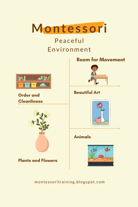 Infographic about creating a Montessori environmetn Montessori For Adults, Montessori Teacher Training, Montessori Teaching Methods, Montessori Elementary Activities, Montessori Tips, Montessori Lesson Plans, Montessori Daycare, Montessori Philosophy, Art Montessori