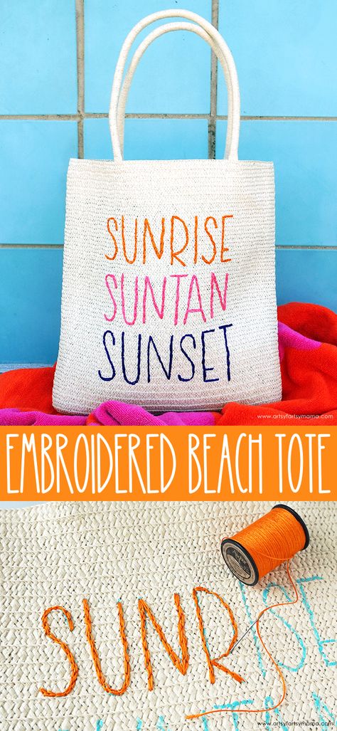 Beach Bag Cricut Ideas, Beach Bags Diy, Embroidered Beach Bag, Beach Bag Design, Beach Bags Ideas, Designer Beach Bags, Beach Bag Ideas, Beach Tote Bags Diy, Beach Bag Diy