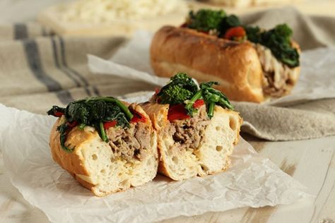 Philly Style Roast Pork Sandwich | TODAY.com Pork Sandwich Recipes, Roast Pork Sandwich, Reading Terminal Market, Philly Style, Italian Roast, Parfait Breakfast, Broccoli Rabe, Roast Pork, Shredded Pork