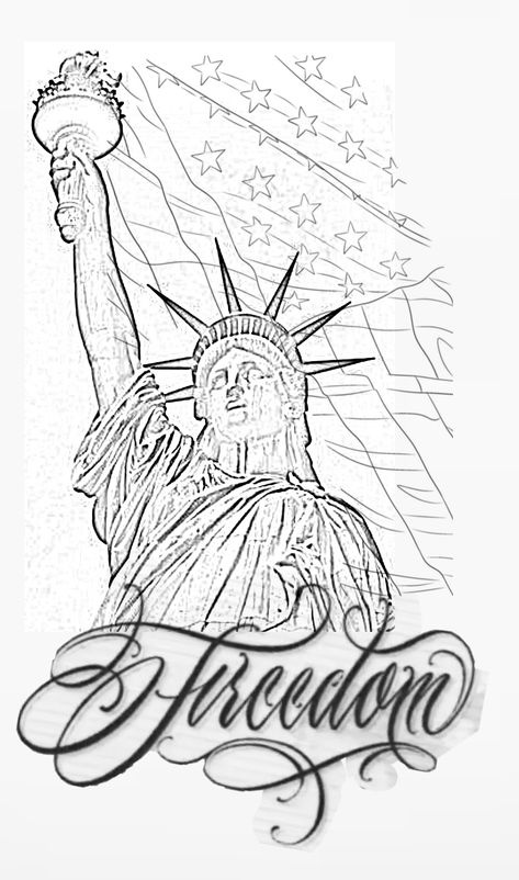 Flag Tattoo Stencil, American Flag Tattoo Stencil, Stencil For Tattoo, American Flag Stencil, Statue Of Liberty Tattoo, Liberty Tattoo, Flag Tattoo, Tattoo Stencil, Lady Liberty