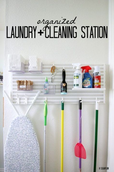 How to organize your laundry room, easily and effectively! Organized Laundry, Cleaning Station, Laundry Room Organization Storage, Laundry Room Update, Laundry Room Storage Shelves, Room Storage Diy, Mudroom Organization, Laundry Cleaning, Hi Sugarplum