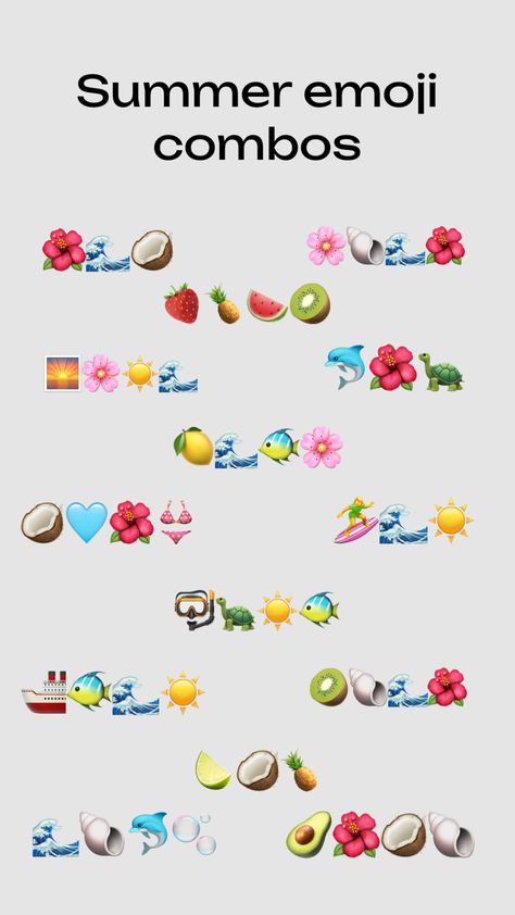 Created by jbsb0425 on Shuffles
#summer #aestetic #emojicombos #phone #text #beach #tropical #inspo #pretty #island #hawaii #italy #europe #travel #instagram #shuffles Pretty Island, Shuffles Summer, Emoji Quotes, Cute Emoji Combinations, Emoji Combos, Emoji Set, Instagram Captions Clever, Emoji Combinations, Snapchat Stickers