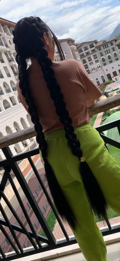 Long Black Braided Hair, Twin Braids Hairstyles Black, Super Long Hairstyles, Extra Long Hairstyles, Up Braided Hairstyles, Half Up Braided Hairstyles, Two Long Braids, Long Brown Hairstyles, Long Braided Hair