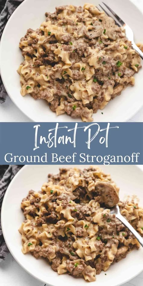 Instant Pot Ground Beef Stroganoff Quick Instant Pot Dinners Ground Beef, Instant Pot Beef Stroganoff Hamburger, Instapot Ground Beef Pasta Recipes, Ground Beef Dinner Instant Pot, Insta Pot Beef Stroganoff Recipe, Instant Pot Recipe Ground Beef, Ground Beef Recipes For Dinner Healthy Instant Pot, Insta Pot Beef Stroganoff Easy, Instant Pot Hamburger Stroganoff