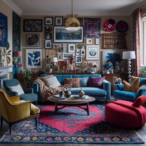 Eclectic Maximalism House!!!🤩🤩 Maximalist Dining Rooms, Maximalist Office, Minimalist Boho Living Room, Maximalist House, Maximalist Painting, Maximalist Vintage, Maximalist Living Room, Rustic Industrial Decor, Modern Small House Design