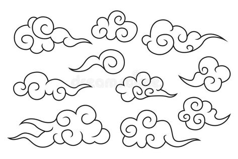 Japanese Cloud Tattoo, Art Clouds, Tattoo Vector, Ancient Japanese Art, Cloud Illustration, Cloud Tattoo, Cartoon Clouds, Cloud Vector, Fotografi Vintage