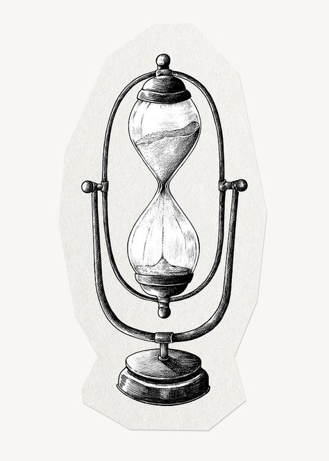 Hand drawn retro pocket watch | Premium PSD Illustration - rawpixel Hour Glass Tattoo Design, Hourglass Drawing, Sand Watch, Candle Illustration, Analog Alarm Clock, Watch Drawing, Hourglass Tattoo, Sand Clock, Sand Glass