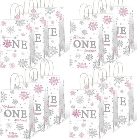 Winter Onederland Gift Bags Snowflake1st Bags First Birthday Party Supplies for Baby Girls Silver&Pink One Birthday Goodie Bags Snowflake Treat Bags for Baby Shower Kids Birthday Party Decorations Winter Birthday Themes, Winter Onederland Party Girl, Kids Birthday Party Decorations, Pink First Birthday, Winter Onederland Birthday Party, Winter Onederland Party, Onederland Birthday Party, Winter Onederland Birthday, Birthday Goodie Bags