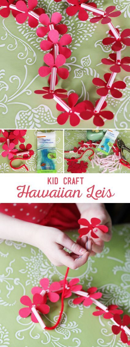 DIY Hawaiian Lei Kid Craft. I'm thinking Halloween costumes! Tropisk Fest, Hawaiian Leis, Hawaiian Crafts, Aloha Party, Hawaiian Luau Party, Hawaiian Birthday Party, Luau Birthday Party, Moana Birthday Party, Hawaiian Birthday