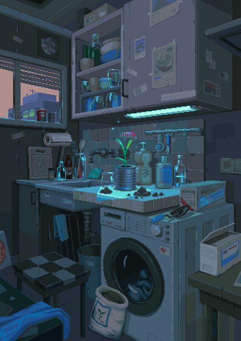 Cyberpunk House, Noir Detective, Lo-fi Aesthetic, Pixel Art Background, Futuristic Interior, Sims House Design, Low Poly Art, Pixel Art Design, Cool Wallpapers Cartoon