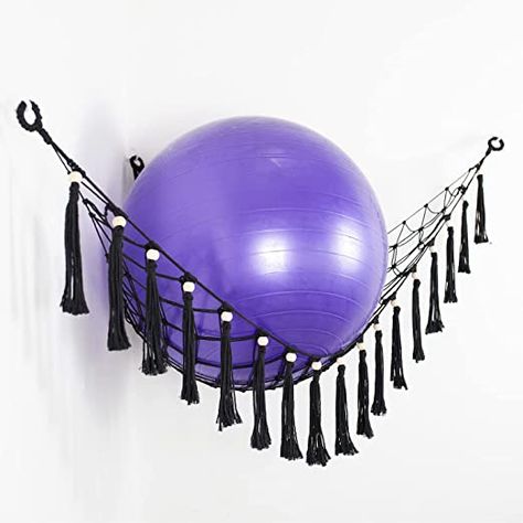 Amazon.com: Diocos Exercise Ball Holder Yoga Ball Rack Corner Hanging Storage Net or Hammock Macrame for Fitness Ball,Balance Ball,Pregnancy Stability Ball, Swiss Organizer Used for Yoga Studio and Gym (Black) : Sports & Outdoors Swiss Ball Storage, Macrame Ball Holder, Exercise Ball Storage Diy, Gym Ball Storage, Yoga Ball Storage, Yoga Ball Chair, Exercise Ball Storage, Ball Organizer, Pregnancy Yoga Ball