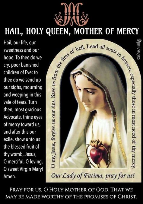 The Hail Holy Queen (correct version!). Hail Holy Queen Prayer, Saints Prayers, Hail Holy Queen, Prayer For Mothers, Scripture Memorization, Blessed Mary, Novena Prayers, Mama Mary, Spiritual Prayers