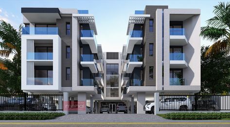 Modern Architecture Floor Plans, Small Apartment Complex Exterior, Apartment Block Architecture, Apartment Plans Architecture, Modern Apartment Building Exterior, Small Apartment Complex, Apartment Building Exterior, Flat Building, Apartments Design