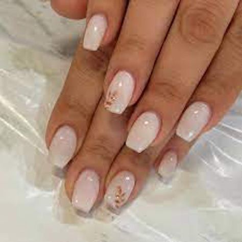 Hello this is a milk white nail with design that will work with any outfit that you have that are cool in colors and also works with cool skin undertone. Milky White Nails With Gold Design, Milky White Fall Nails, Nails Milky White Design, Milky White Nails Ideas, Milky White Nail Art, Milky White Nails, White Gel Nails, Natural Nail Art, Bridal Nail Art