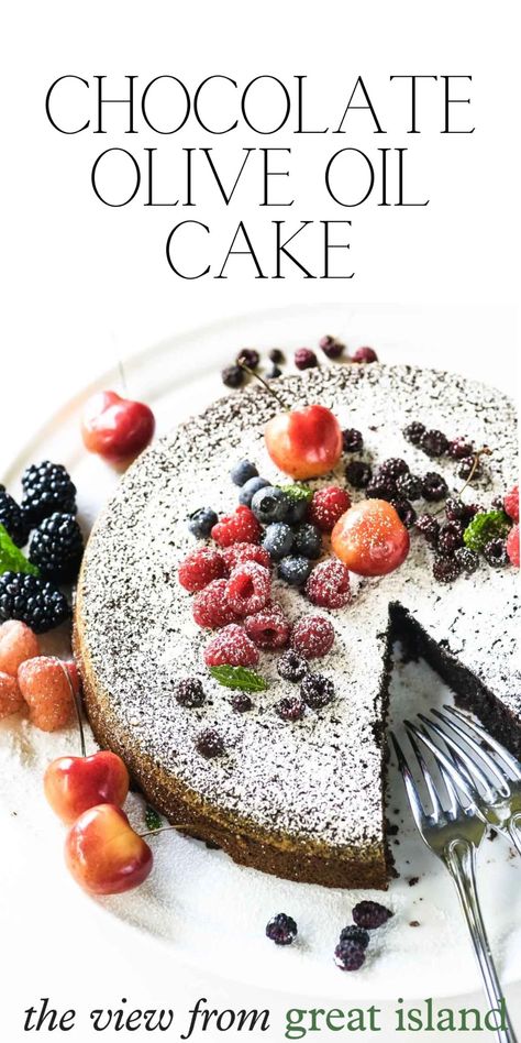 Olive Oil Cake Gluten Free, Easy Chocolate Dessert, Chocolate Olive Oil Cake, Mediterranean Dining, Olive Oil Cake Recipe, Cauliflower Tortillas, Island Recipes, Easy Chocolate Desserts, Cake Mug