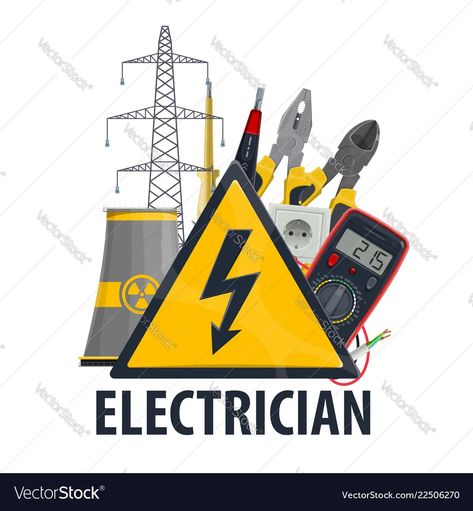 Electricity and electric engineering tools vector image Lightbulb Lamp, Electric Engineering, Man Tools, Electricity Logo, Electrician Logo, Wallpaper Iphone Roses, Bulls Wallpaper, Medicine Snaps, Planning School