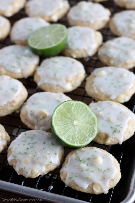 Key Lime Cookies - Dessert Now, Dinner Later! Key Lime Cookie Recipe, Key Lime Recipes, Key Lime Cookies, Lime Cookies, White Chocolate Chip, Lime Recipes, Suit Trousers, Yummy Sweets, How Sweet Eats