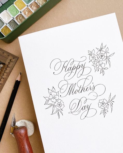 Mother’s Day Calligraphy, Happy Mothers Day Calligraphy, Amazing Calligraphy, Flourish Calligraphy, Calligraphy Quote, Chalkboard Lettering, Copperplate Calligraphy, Calligraphy Quotes, Calligraphy Alphabet