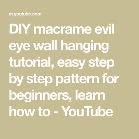 Evil Eye Wall Hanging, Macrame Mirror, Small Wall Hangings, Wall Hanging Diy, Diy Macrame, Eye Tutorial, House Projects, Wall Gallery, Small Wall